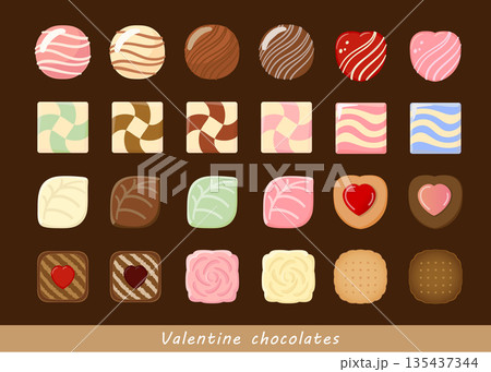 バレンタインデーのチョコのイラストセット バレンタインデーのチョコのイラストセット 135437344