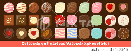 バレンタインデーのチョコのイラストセット 135437346