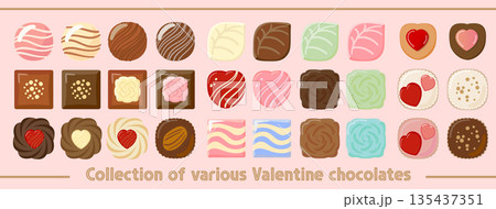 バレンタインデーのチョコのイラストセット バレンタインデーのチョコのイラストセット 135437351