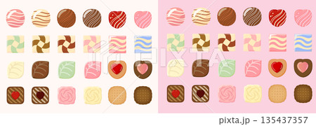 バレンタインデーのチョコのイラストセット バレンタインデーのチョコのイラストセット 135437357