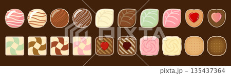 バレンタインデーのチョコのイラストセット バレンタインデーのチョコのイラストセット 135437364
