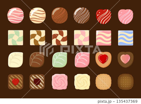バレンタインデーのチョコのイラストセット バレンタインデーのチョコのイラストセット 135437369