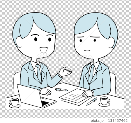 兩名辦公室職員正在開會 135437462