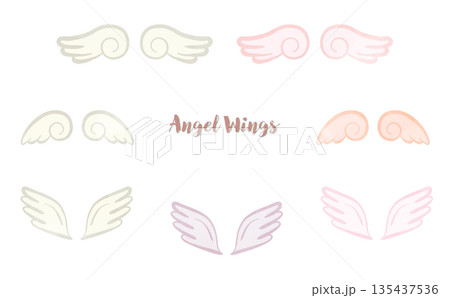 かわいい天使の羽イラストセット 135437536