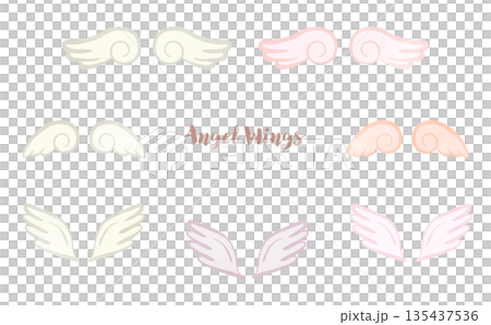 かわいい天使の羽イラストセット 135437536
