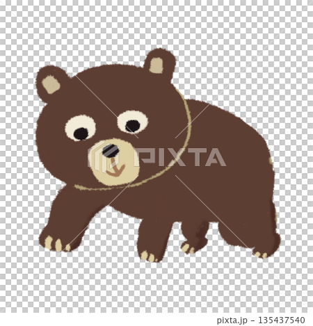 歩いてるのかわいいクマのイラスト 絵本風・ゆるいタッチ・背景透過 歩いてるのかわいいクマのイラスト 絵本風・ゆるいタッチ・背景透過 135437540