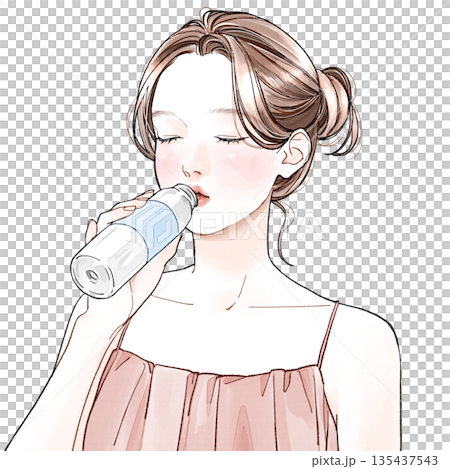 一個女人喝水 135437543