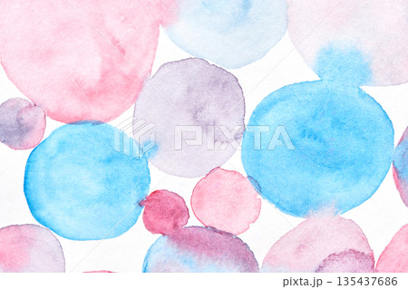 Colorful watercolor abstract art featuring soft pink and blue overlapping Colorful watercolor abstract art featuring soft pink and blue overlapping 135437686