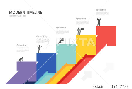 Infographics business timeline 5 steps to success template. presentation and icon vector illustration. 135437788