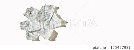 Crumpled white paper sculpture with shadows on light background creating 135437981
