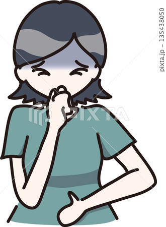 咳のアレルギー症状が出た女性のイラスト 135438050