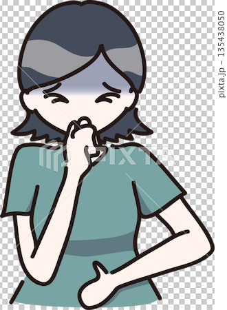 咳のアレルギー症状が出た女性のイラスト 135438050