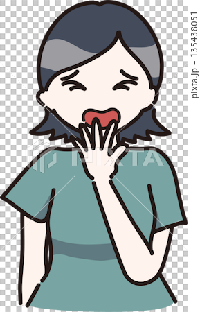 一張女性口腔過敏症狀的插圖 135438051