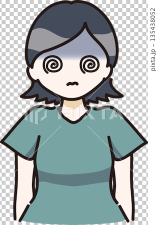 めまいのアレルギー症状が出た女性のイラスト 135438052