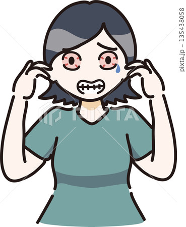 目にアレルギー症状が出た女性のイラスト 135438058