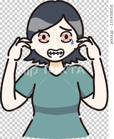 目にアレルギー症状が出た女性のイラスト 135438058