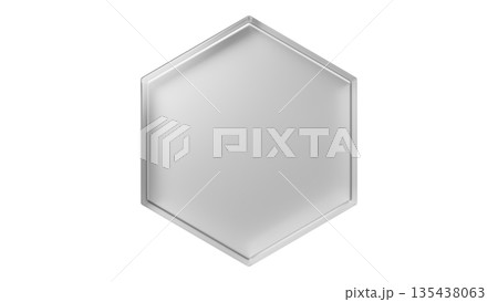 グレーの六角形のガラス。背景透過。3D（png） 135438063