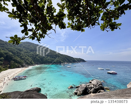 Thailand's Similan Islands, known for their snow-white beaches, crystal clear waters, coral reefs, and rich underwater world 135438073