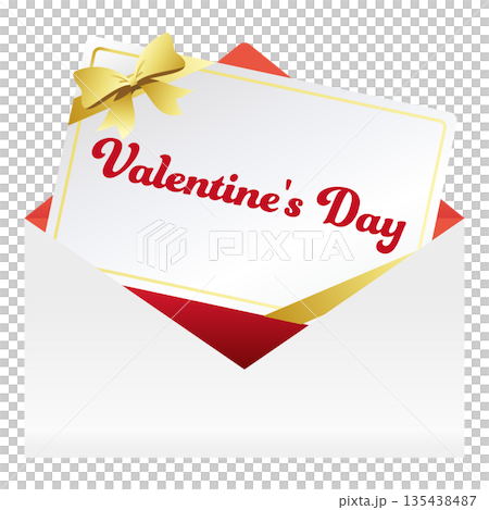 バレンタインカードと白い封筒のイラスト素材。 135438487