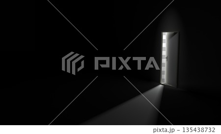 次の目標を目指して開いた扉 ドアの向こうに希望 様々な場面で使えるCGイメージ プレゼン資料表紙 次の目標を目指して開いた扉 ドアの向こうに希望 様々な場面で使えるCGイメージ プレゼン資料表紙 135438732