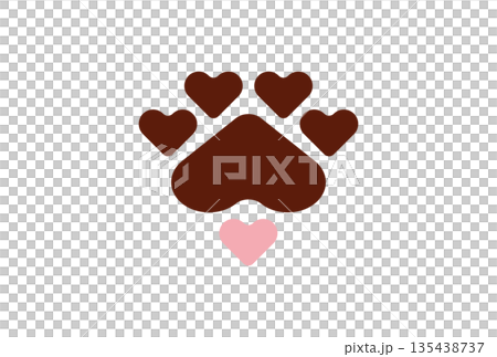 Cute pet paw illustration with heart motif Cute pet paw illustration with heart motif 135438737