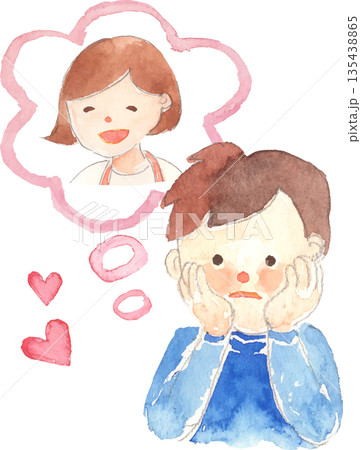 片思いする男性のイラスト ベクター 片思いする男性のイラスト ベクター 135438865