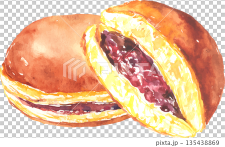 銅鑼燒水彩插畫向量圖 135438869