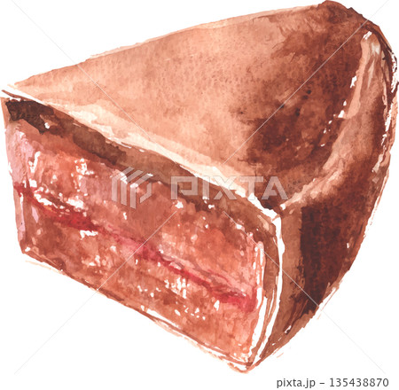 ザッハトルテの水彩イラスト　ベクター 135438870