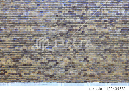 brick wall, mosaic wide panorama of masonry, bricklaying texture background. 135439782