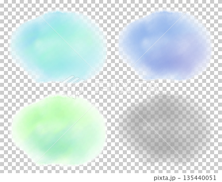 水彩風にじみイラスト　寒色セット 135440051