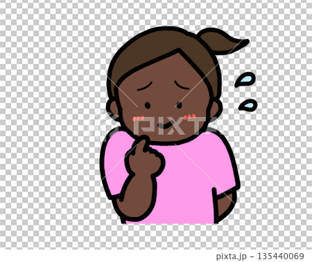 照れる(正面)黒人の女の子 照れる(正面)黒人の女の子 135440069