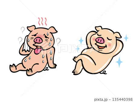 暑がる豚と快適な豚 暑がる豚と快適な豚 135440398