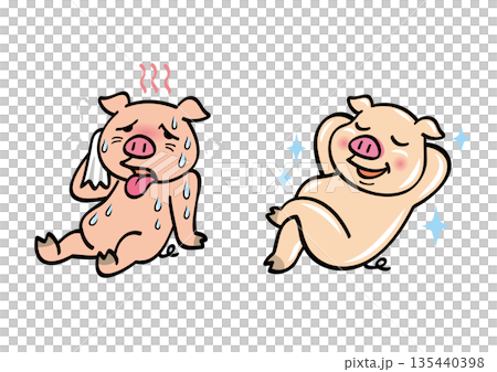 暑がる豚と快適な豚 暑がる豚と快適な豚 135440398