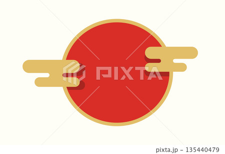 Asian Red Sun with Clouds Minimal Vector Illustration Asian Red Sun with Clouds Minimal Vector Illustration 135440479