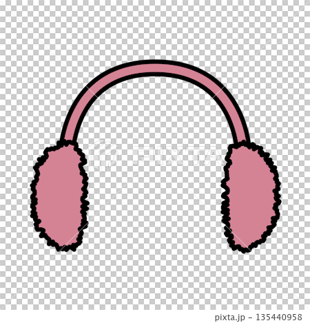 冬季禦寒裝備和耳罩的簡單示意圖 135440958