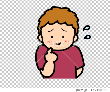 照れる（正面）茶髪の男の子 135440962