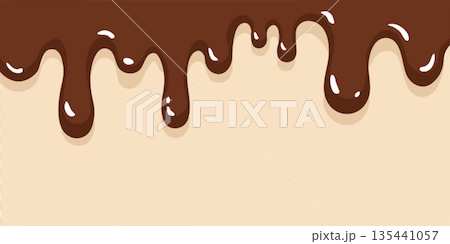Valentine's Day Material - Melting Chocolate Background Illustration - Banner - Sweets 135441057
