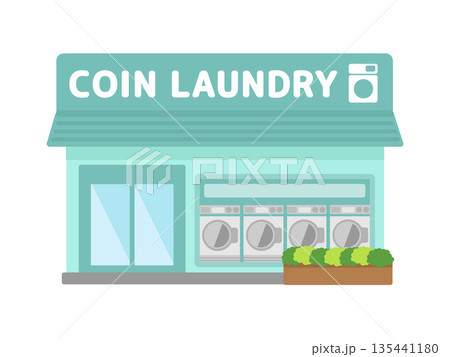 無人型コインランドリー店舗の建物イラスト 無人型コインランドリー店舗の建物イラスト 135441180