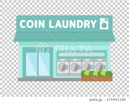 無人型コインランドリー店舗の建物イラスト 無人型コインランドリー店舗の建物イラスト 135441180