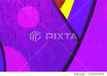Abstract Graffiti Art with Purple, Yellow, Red Colors in Vibrant 2000s Urban Style Abstract Graffiti Art with Purple, Yellow, Red Colors in Vibrant 2000s Urban Style 135441501