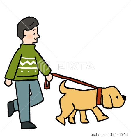 犬の散歩をする男性 135441543