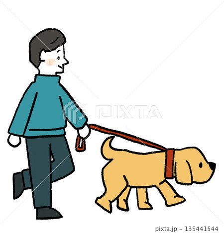 犬の散歩をする男性 135441544