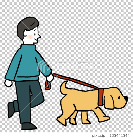 犬の散歩をする男性 135441544