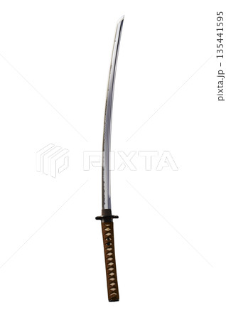 日本刀 刀身 抜刀状態の真剣 侍の武器 切り抜き素材 135441595