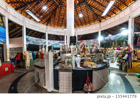 Interior of the tulhas market, or Feira da Praia Grande in Sao L 135441779