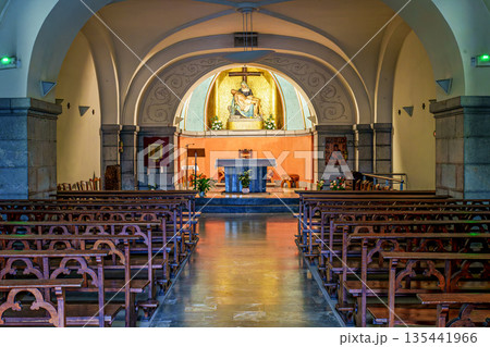 Lourdes, France - Sep 28, 2025: Interior of the Chapel of Our Lady of Sorrows in Lourdes, France Lourdes, France - Sep 28, 2025: Interior of the Chapel of Our Lady of Sorrows in Lourdes, France 135441966