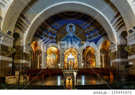 Interior of the Basilica in the Sanctuary of Lourdes, France. Interior of the Basilica in the Sanctuary of Lourdes, France. 135441972