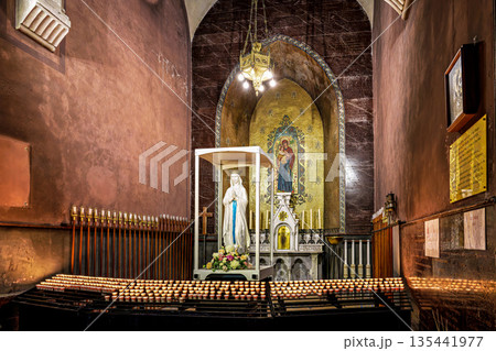 Interior of the Basilica in the Sanctuary of Lourdes, France. Interior of the Basilica in the Sanctuary of Lourdes, France. 135441977