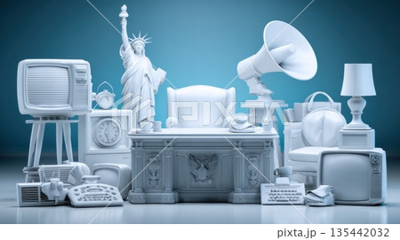 Abstract presidents day image showing symbolic unity and national spirit Abstract presidents day image showing symbolic unity and national spirit 135442032