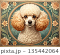 花枠に囲まれたトイプードル肖像画 135442064